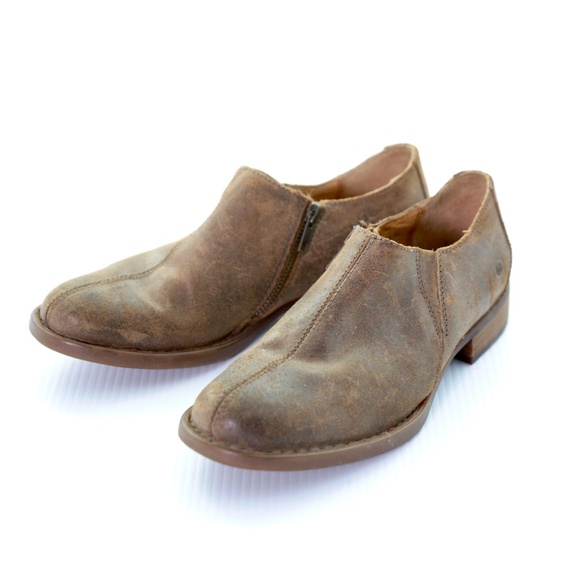 Born Silvie Crusca Brown Wax Suede Leather Slip-On Zip Ankle Booties Womens 8.5 - Picture 3 of 10